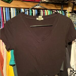 Bozzolo Black V-Neck Short Sleeve Tee